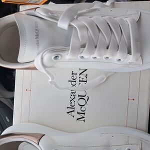 Alexander McQueen White Sneakers with Gold Accents